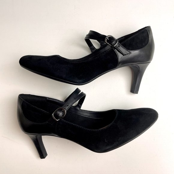 Clarks Dancer Reece black suede mary jane heels - size 10M - Picture 7 of 13